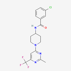 molecular formula C18H18ClF3N4O B2441925 3-氯-N-{1-[2-甲基-6-(三氟甲基)嘧啶-4-基]哌啶-4-基}苯甲酰胺 CAS No. 2058542-73-5