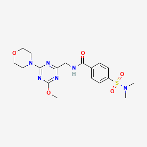 molecular formula C18H24N6O5S B2441929 4-(N,N-二甲基磺酰胺基)-N-((4-甲氧基-6-吗啉代-1,3,5-三嗪-2-基)甲基)苯甲酰胺 CAS No. 2034270-63-6