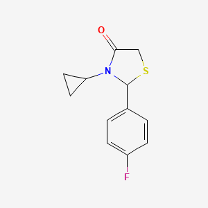 molecular formula C12H12FNOS B2441931 3-Cyclopropyl-2-(4-fluorophenyl)-1,3-thiazolidin-4-one CAS No. 871217-53-7