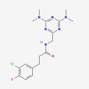 molecular formula C17H22ClFN6O B2441944 N-((4,6-双(二甲氨基)-1,3,5-三嗪-2-基)甲基)-3-(3-氯-4-氟苯基)丙酰胺 CAS No. 2034406-10-3
