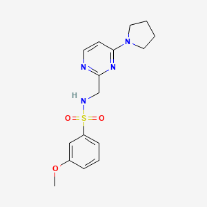 molecular formula C16H20N4O3S B2441951 3-methoxy-N-((4-(pyrrolidin-1-yl)pyrimidin-2-yl)methyl)benzenesulfonamide CAS No. 1798030-76-8