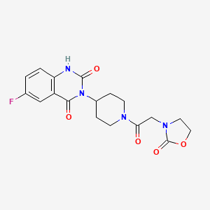 6-fluoro-3-(1-(2-(2-oxooxazolidin-3-yl)acetyl)piperidin-4-yl)quinazoline-2,4(1H,3H)-dione