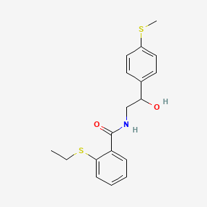 molecular formula C18H21NO2S2 B2441961 2-(ethylthio)-N-(2-hydroxy-2-(4-(methylthio)phenyl)ethyl)benzamide CAS No. 1448137-40-3