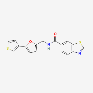 molecular formula C17H12N2O2S2 B2441976 N-((5-(thiophen-3-yl)furan-2-yl)methyl)benzo[d]thiazole-6-carboxamide CAS No. 2034254-14-1