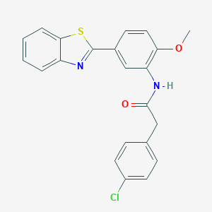 molecular formula C22H17ClN2O2S B244198 N-[5-(1,3-benzothiazol-2-yl)-2-methoxyphenyl]-2-(4-chlorophenyl)acetamide 