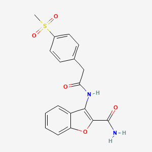 molecular formula C18H16N2O5S B2441994 3-(2-(4-(Methylsulfonyl)phenyl)acetamido)benzofuran-2-carboxamide CAS No. 941883-66-5