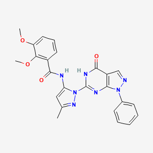 molecular formula C24H21N7O4 B2442013 2,3-dimethoxy-N-(3-methyl-1-(4-oxo-1-phenyl-4,5-dihydro-1H-pyrazolo[3,4-d]pyrimidin-6-yl)-1H-pyrazol-5-yl)benzamide CAS No. 1170520-91-8