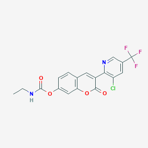 molecular formula C18H12ClF3N2O4 B2442018 3-[3-chloro-5-(trifluoromethyl)pyridin-2-yl]-2-oxo-2H-chromen-7-yl N-ethylcarbamate CAS No. 2062067-26-7