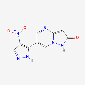 molecular formula C9H6N6O3 B2442019 6-(4-nitro-1H-pyrazol-3-yl)pyrazolo[1,5-a]pyrimidin-2(1H)-one CAS No. 323199-38-8