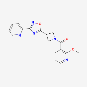 molecular formula C17H15N5O3 B2442022 (2-甲氧基吡啶-3-基)(3-(3-(吡啶-2-基)-1,2,4-恶二唑-5-基)氮杂环丁-1-基)甲烷酮 CAS No. 1251562-84-1