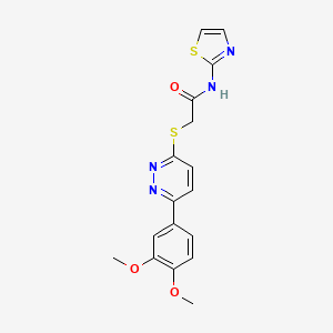 molecular formula C17H16N4O3S2 B2442029 2-[6-(3,4-dimethoxyphenyl)pyridazin-3-yl]sulfanyl-N-(1,3-thiazol-2-yl)acetamide CAS No. 893993-30-1