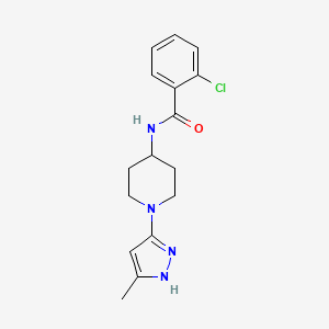 molecular formula C16H19ClN4O B2442033 2-chloro-N-(1-(5-methyl-1H-pyrazol-3-yl)piperidin-4-yl)benzamide CAS No. 2034208-07-4