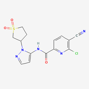 molecular formula C14H12ClN5O3S B2442052 6-chloro-5-cyano-N-[1-(1,1-dioxo-1lambda6-thiolan-3-yl)-1H-pyrazol-5-yl]pyridine-2-carboxamide CAS No. 2094940-63-1