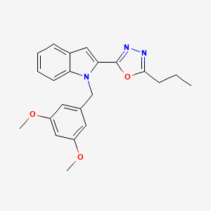 molecular formula C22H23N3O3 B2442056 2-(1-(3,5-dimethoxybenzyl)-1H-indol-2-yl)-5-propyl-1,3,4-oxadiazole CAS No. 921548-74-5