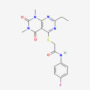 2-((2-ethyl-6,8-dimethyl-5,7-dioxo-5,6,7,8-tetrahydropyrimido[4,5-d]pyrimidin-4-yl)thio)-N-(4-fluorophenyl)acetamide