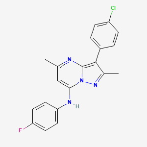 molecular formula C20H16ClFN4 B2442062 3-(4-氯苯基)-N-(4-氟苯基)-2,5-二甲基吡唑并[1,5-a]嘧啶-7-胺 CAS No. 877804-15-4