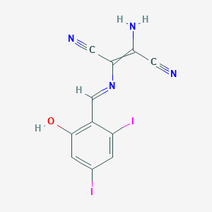 2-Amino-3-{[(2-hydroxy-4,6-diiodophenyl)methylidene]amino}but-2-enedinitrile