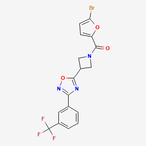 molecular formula C17H11BrF3N3O3 B2442065 (5-Bromofuran-2-yl)(3-(3-(3-(trifluoromethyl)phenyl)-1,2,4-oxadiazol-5-yl)azetidin-1-yl)methanone CAS No. 1396682-55-5