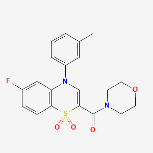 molecular formula C20H19FN2O4S B2442071 (6-fluoro-1,1-dioxido-4-(m-tolyl)-4H-benzo[b][1,4]thiazin-2-yl)(morpholino)methanone CAS No. 1251562-24-9