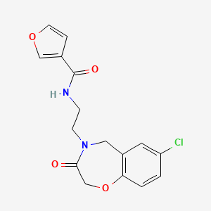 molecular formula C16H15ClN2O4 B2442073 N-(2-(7-氯-3-氧代-2,3-二氢苯并[f][1,4]恶杂环-4(5H)-基)乙基)呋喃-3-甲酰胺 CAS No. 2034411-88-4