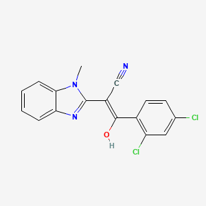 molecular formula C17H11Cl2N3O B2442076 (E)-3-(2,4-二氯苯基)-2-(1-甲基-1H-苯并[d]咪唑-2(3H)-亚甲基)-3-氧代丙腈 CAS No. 476279-64-8