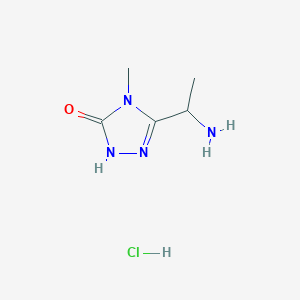 molecular formula C5H11ClN4O B2442079 3-(1-aminoethyl)-4-methyl-4,5-dihydro-1H-1,2,4-triazol-5-one hydrochloride CAS No. 1955520-92-9