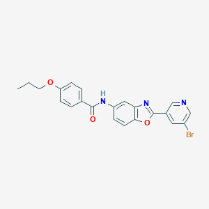 molecular formula C22H18BrN3O3 B244208 N-[2-(5-bromopyridin-3-yl)-1,3-benzoxazol-5-yl]-4-propoxybenzamide 