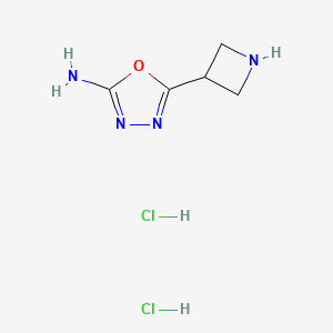 molecular formula C5H10Cl2N4O B2442087 5-(Azetidin-3-yl)-1,3,4-oxadiazol-2-amine;dihydrochloride CAS No. 2413883-90-4