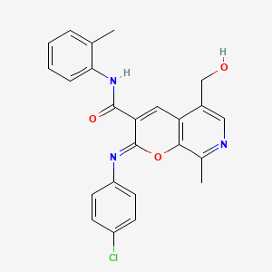 (2Z)-2-[(4-chlorophenyl)imino]-5-(hydroxymethyl)-8-methyl-N-(2-methylphenyl)-2H-pyrano[2,3-c]pyridine-3-carboxamide