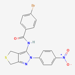 molecular formula C18H13BrN4O3S B2442097 4-溴-N-[2-(4-硝基苯基)-4,6-二氢噻吩并[3,4-c]吡唑-3-基]苯甲酰胺 CAS No. 396720-22-2