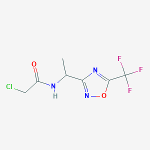 molecular formula C7H7ClF3N3O2 B2442110 2-Chloro-N-[1-[5-(trifluoromethyl)-1,2,4-oxadiazol-3-yl]ethyl]acetamide CAS No. 2411277-84-2