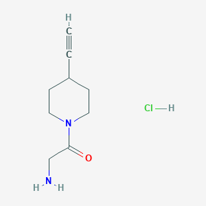 molecular formula C9H15ClN2O B2442117 2-Amino-1-(4-ethynylpiperidin-1-yl)ethanone hydrochloride CAS No. 550378-32-0