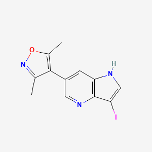 molecular formula C12H10IN3O B2442183 4-(3-iodo-1H-pyrrolo[3,2-b]pyridin-6-yl)-3,5-dimethylisoxazole CAS No. 1627926-81-1