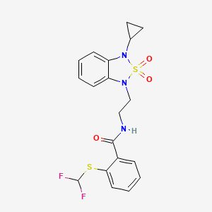 N-[2-(3-cyclopropyl-2,2-dioxo-1,3-dihydro-2lambda6,1,3-benzothiadiazol-1-yl)ethyl]-2-[(difluoromethyl)sulfanyl]benzamide