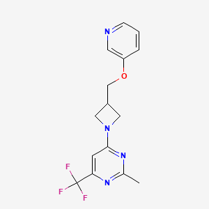molecular formula C15H15F3N4O B2442192 2-Methyl-4-[3-(pyridin-3-yloxymethyl)azetidin-1-yl]-6-(trifluoromethyl)pyrimidine CAS No. 2380034-15-9