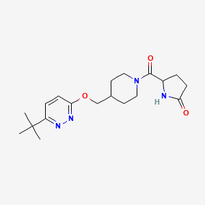 molecular formula C19H28N4O3 B2442201 5-[4-[(6-Tert-butylpyridazin-3-yl)oxymethyl]piperidine-1-carbonyl]pyrrolidin-2-one CAS No. 2307991-81-5