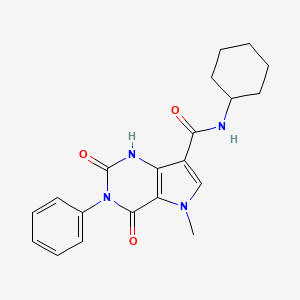molecular formula C20H22N4O3 B2442204 N-cyclohexyl-5-methyl-2,4-dioxo-3-phenyl-2,3,4,5-tetrahydro-1H-pyrrolo[3,2-d]pyrimidine-7-carboxamide CAS No. 923174-51-0