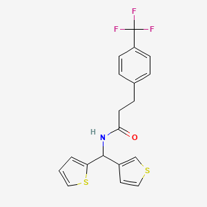 molecular formula C19H16F3NOS2 B2442213 N-[(噻吩-2-基)(噻吩-3-基)甲基]-3-[4-(三氟甲基)苯基]丙酰胺 CAS No. 2097937-00-1
