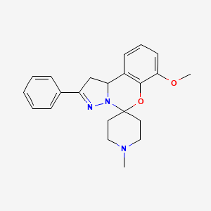 molecular formula C22H25N3O2 B2442224 7'-Methoxy-1-methyl-2'-phenyl-1',10b'-dihydrospiro[piperidine-4,5'-pyrazolo[1,5-c][1,3]benzoxazine] CAS No. 376373-93-2