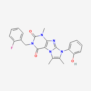 molecular formula C23H20FN5O3 B2442263 3-(2-氟苄基)-8-(2-羟基苯基)-1,6,7-三甲基-1H-咪唑并[2,1-f]嘌呤-2,4(3H,8H)-二酮 CAS No. 923481-31-6