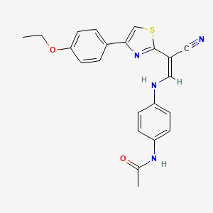 molecular formula C22H20N4O2S B2442267 (Z)-N-(4-((2-氰基-2-(4-(4-乙氧基苯基)噻唑-2-基)乙烯基)氨基)苯基)乙酰胺 CAS No. 477187-28-3