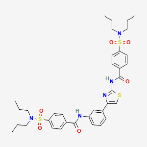 molecular formula C35H43N5O6S3 B2442268 4-(N,N-dipropylsulfamoyl)-N-(4-(3-(4-(N,N-dipropylsulfamoyl)benzamido)phenyl)thiazol-2-yl)benzamide CAS No. 391222-85-8