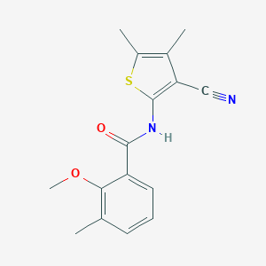 molecular formula C16H16N2O2S B244227 N-(3-cyano-4,5-dimethylthiophen-2-yl)-2-methoxy-3-methylbenzamide 