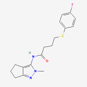 molecular formula C17H20FN3OS B2442273 4-((4-fluorophenyl)thio)-N-(2-methyl-2,4,5,6-tetrahydrocyclopenta[c]pyrazol-3-yl)butanamide CAS No. 1105251-65-7
