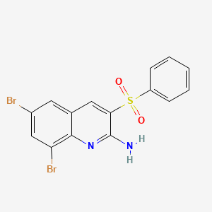 molecular formula C15H10Br2N2O2S B2442283 3-(Benzenesulfonyl)-6,8-dibromoquinolin-2-amine CAS No. 866019-19-4