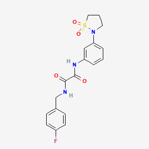molecular formula C18H18FN3O4S B2442292 N-[3-(1,1-二氧化-1,2-噻唑烷-2-基)苯基]-N'-(4-氟苄基)乙二酰胺 CAS No. 1105206-55-0