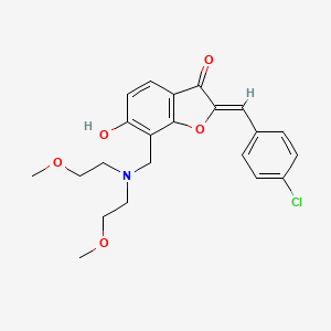 molecular formula C22H24ClNO5 B2442293 (Z)-7-((双(2-甲氧基乙基)氨基)甲基)-2-(4-氯苄叉亚甲基)-6-羟基苯并呋喃-3(2H)-酮 CAS No. 899388-77-3