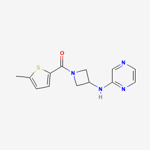 molecular formula C13H14N4OS B2442294 (5-甲基噻吩-2-基)(3-(吡嗪-2-基氨基)氮杂环丁-1-基)甲酮 CAS No. 2320515-00-0