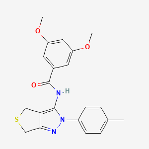 molecular formula C21H21N3O3S B2442307 3,5-dimethoxy-N-[2-(4-methylphenyl)-4,6-dihydrothieno[3,4-c]pyrazol-3-yl]benzamide CAS No. 361172-18-1