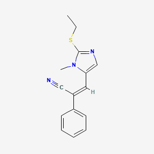 molecular formula C15H15N3S B2442310 3-[2-(乙硫基)-1-甲基-1H-咪唑-5-基]-2-苯基丙烯腈 CAS No. 320423-14-1